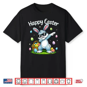 Funny Dabbing Bunny Easter Happy Easter For Boys Girls Kids Shirt