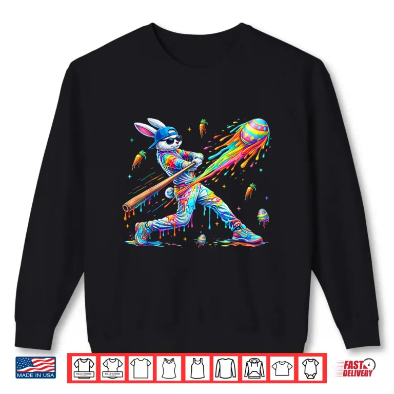 Sweatshirt Funny Dripping Drip Rabbit Bunny Baseball Easter Men Boy Kid Shirt
