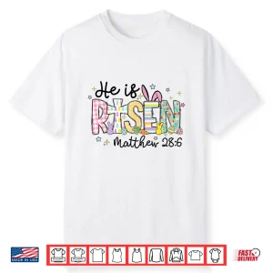 He Is Risen Jesus Christian Happy Easter Women Kids Girls Shirt