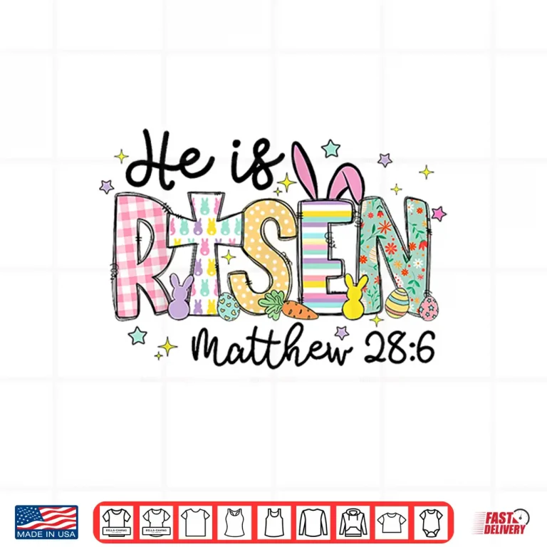 Design He is Risen Jesus Christian Happy Easter Women Kids Girls Shirt