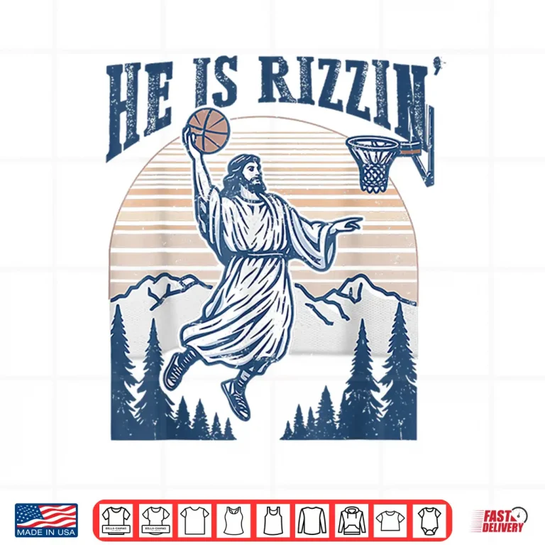 Design He Is Risen Rizzin Easter Jesus Christian Faith Basketball Shirt