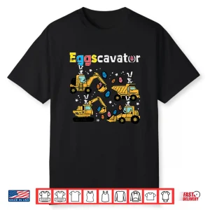 Kids Eggscavator Easter Egg Hunt Construction Trucks Toddler Boys Shirt