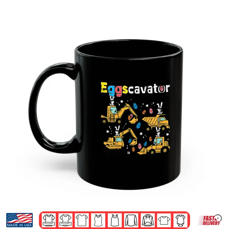 Mug Kids Eggscavator Easter Egg Hunt Construction Trucks Toddler Boys Shirt