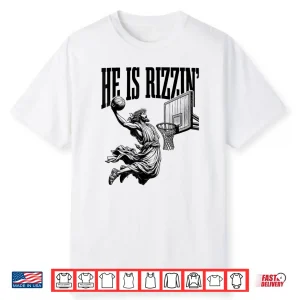 Basketball Jesus Retro He Is Rizzin Easter Christian Shirt