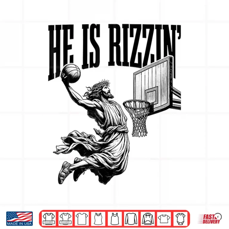 Design Basketball Jesus Retro He Is Rizzin Easter Christian Shirt