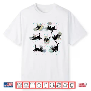 Bunny Ears Eggs Easter Black Cat Poses Professional Modern Shirt