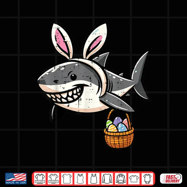 Design Bunny Ears Egg Basket Easter Shark Professional Modern Graphic Shirt