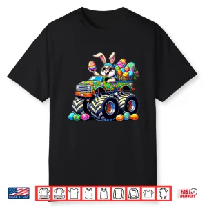Bunny Monster Truck Eggs Easter Day Cool Rabbit Graphic Shirt