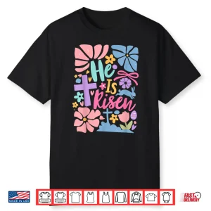 Coquette Jesus He Is Risen Easter Cross Christian Religious Shirt