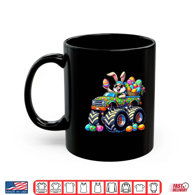Mug Bunny Monster Truck Eggs Easter Day Cool Rabbit Graphic Shirt