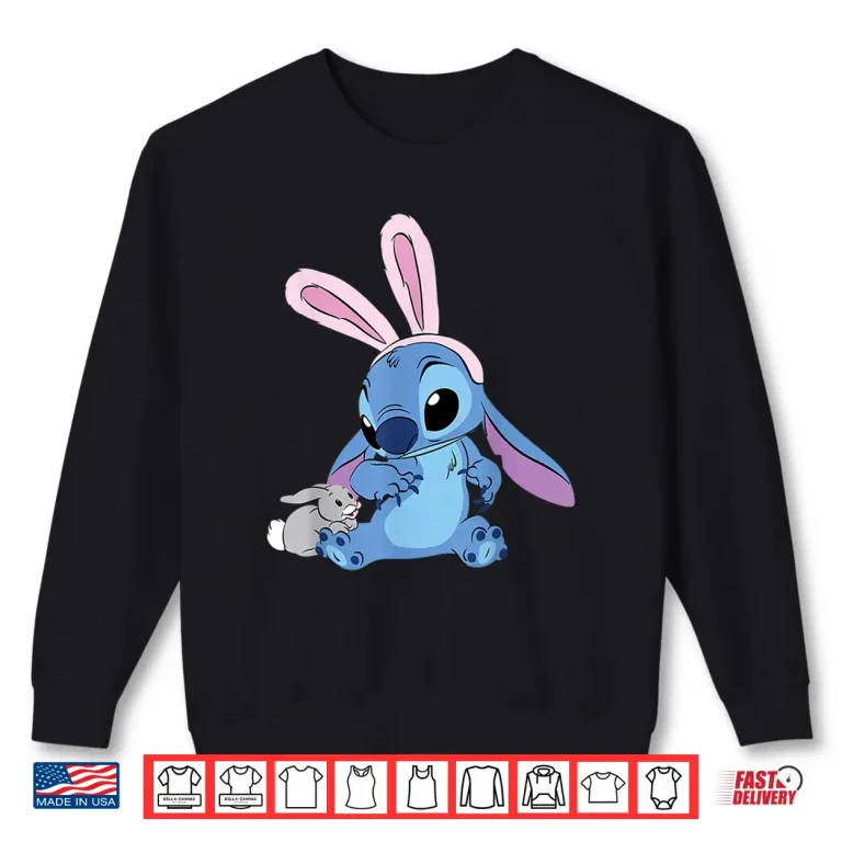 Sweatshirt Disney Character Stitch With Easter Bunny Professional Modern Shirt