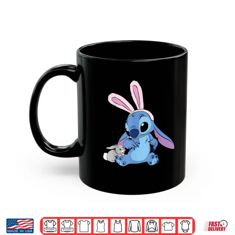 Mug Disney Character Stitch With Easter Bunny Professional Modern Shirt