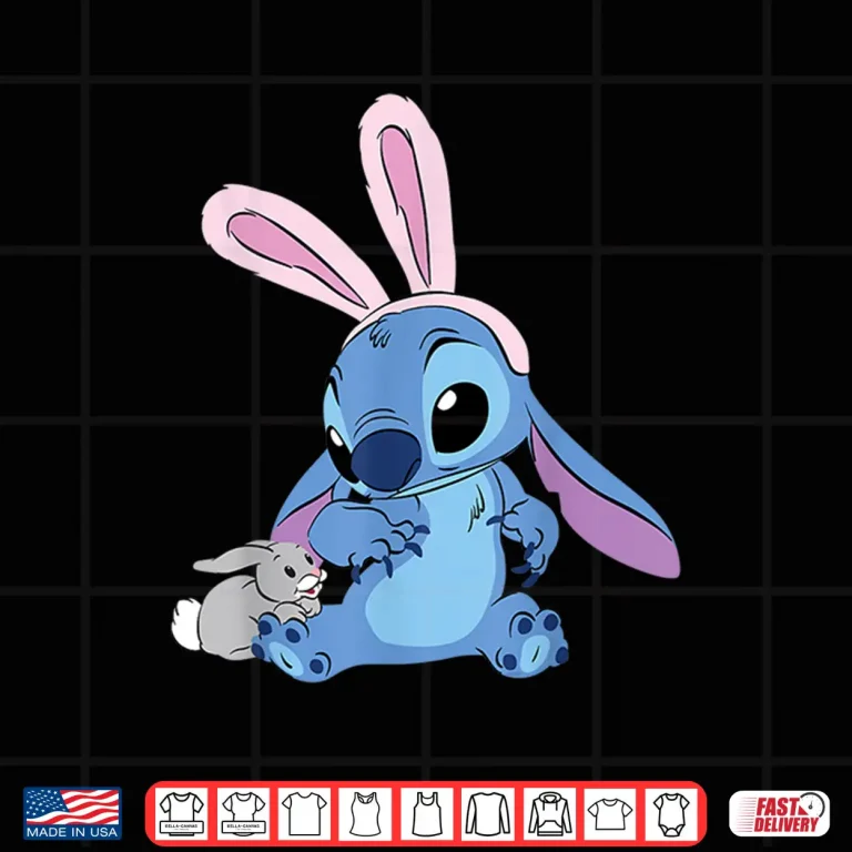 Design Disney Character Stitch With Easter Bunny Professional Modern Shirt