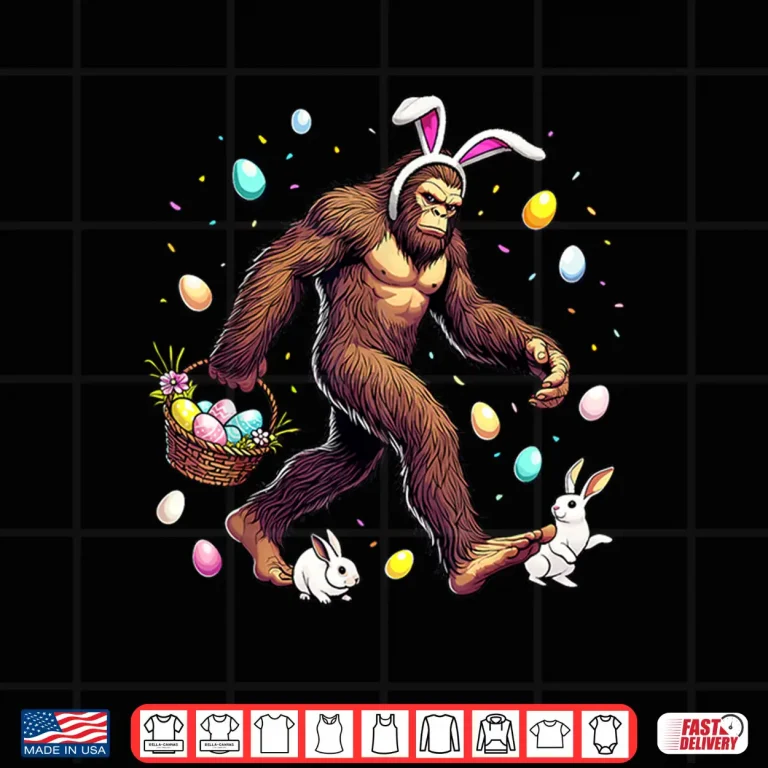 Design Easter Eggs Bigfoot Easter Day Funny Sasquatch Cute Bunny Shirt