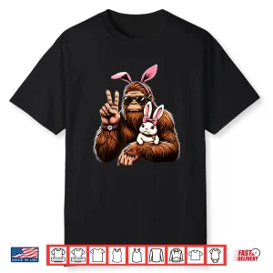Funny Sasquatch Bigfoot Bunny Easter Day Modern Graphic Apparel Shirt