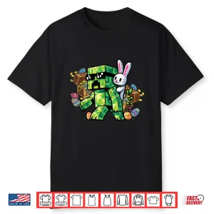 Gaming Design Easter Pixel Gamer Bunny Professional Modern Graphic Shirt