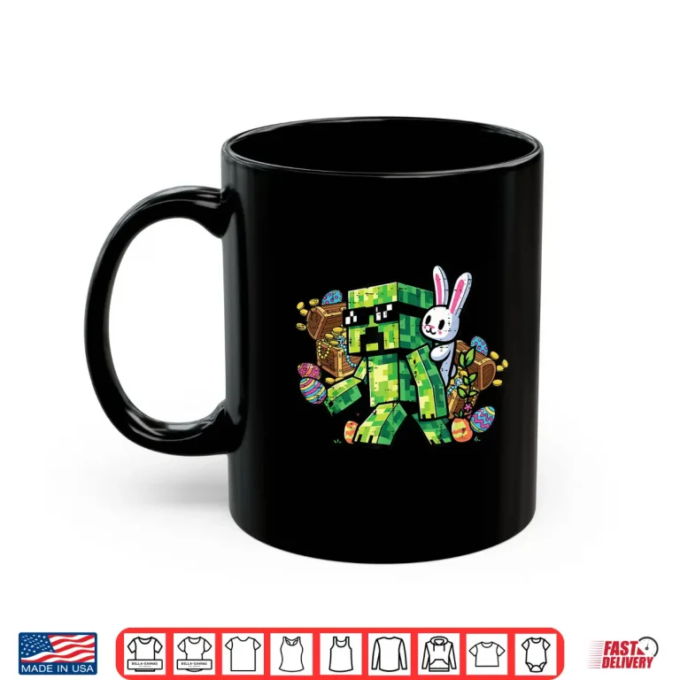 Mug Gaming Design Easter Pixel Gamer Bunny Professional Modern Graphic Shirt