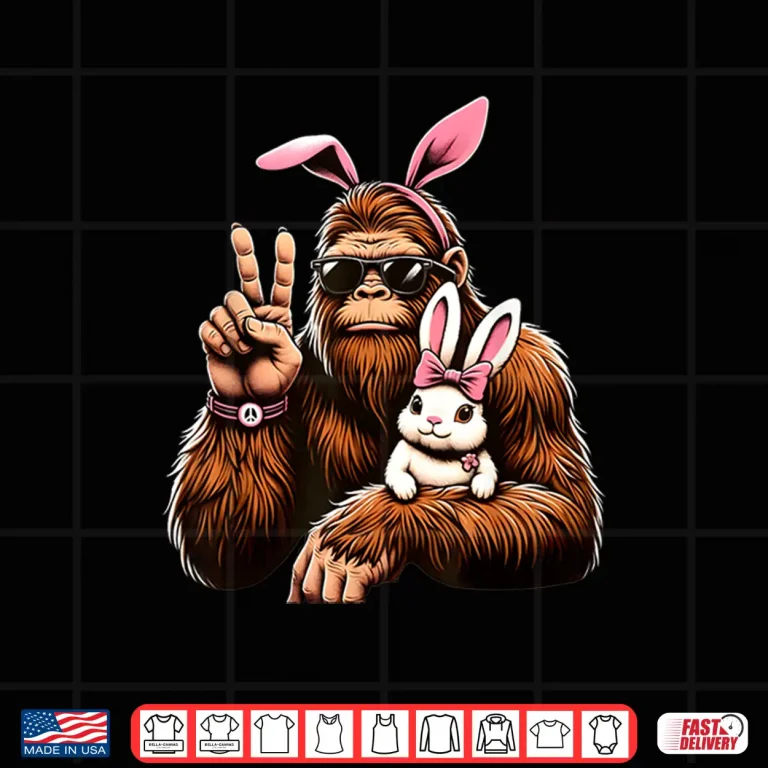 Design Funny Sasquatch Bigfoot Bunny Easter Day Modern Graphic Apparel Shirt