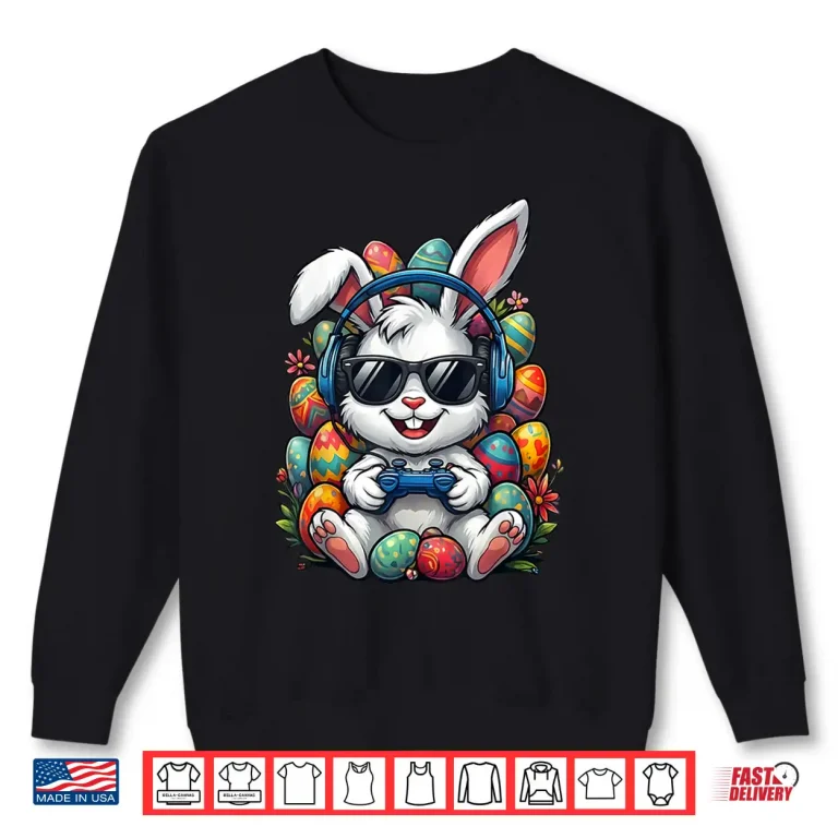 Sweatshirt Gamer Bunny Funny Egg Hunt Easter Professional Modern Graphic Shirt