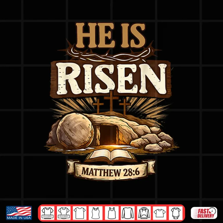 Design Jesus Religious Cross He Is Risen Christian Professional Shirt