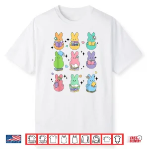 Librarian Teacher Bunny Reading Books Easter Day Book Shirt