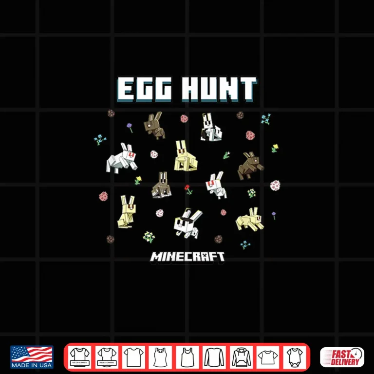 Design Jumping Rabbits Minecraft Easter Egg Hunt Eggs And Flowers Shirt