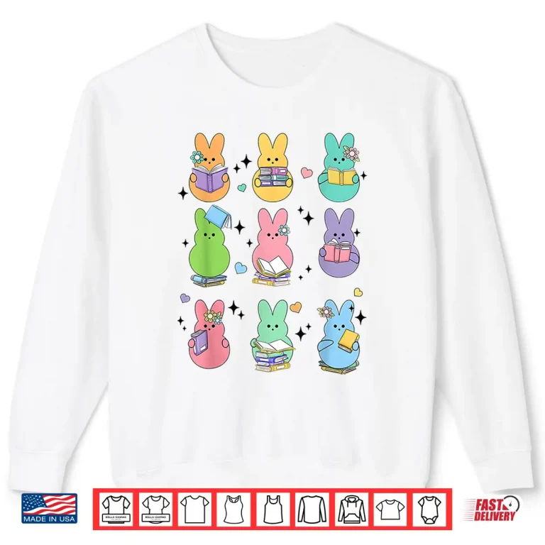 Sweatshirt Librarian Teacher Bunny Reading Books Easter Day Book Shirt