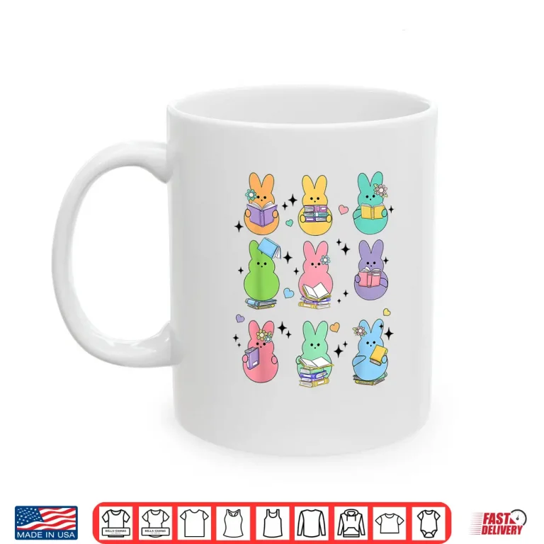 Mug Librarian Teacher Bunny Reading Books Easter Day Book Shirt