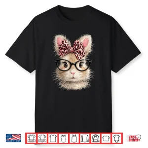 Pink Leopard Cute Easter Bunny Glasses Happy Easter Day Shirt