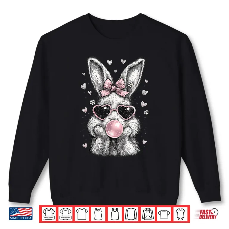 Sweatshirt Pink Rabbit Coquette Cute Easter Bunny Professional Girly Shirt