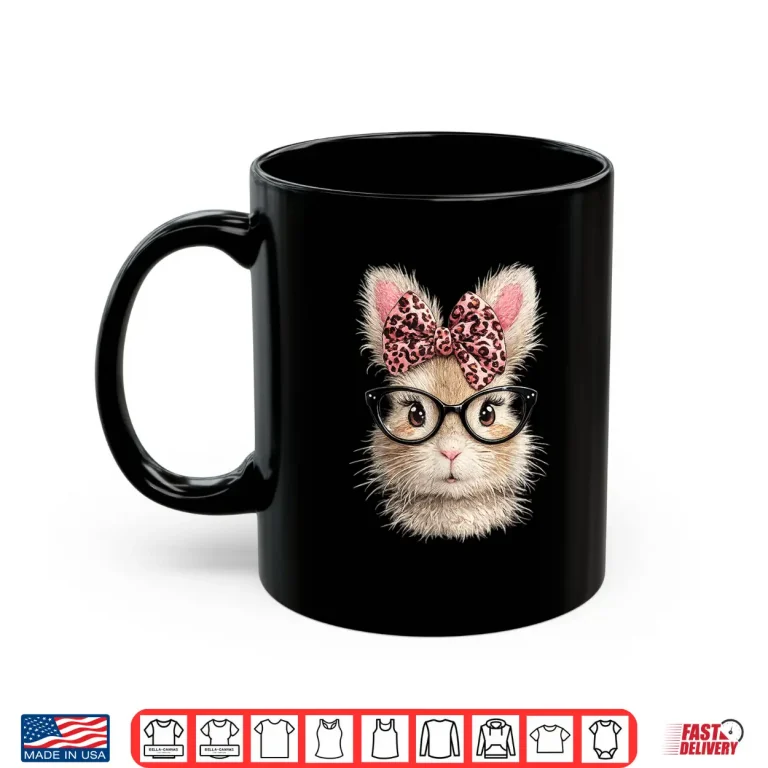 Mug Pink Leopard Cute Easter Bunny Glasses Happy Easter Day Shirt