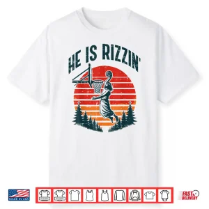 Retro Basketball Easter He Is Rizzin Religious Professional Shirt