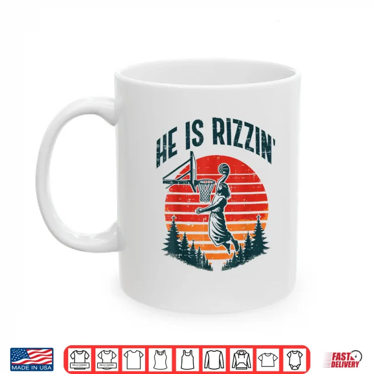 Mug Retro Basketball Easter He Is Rizzin Religious Professional Shirt