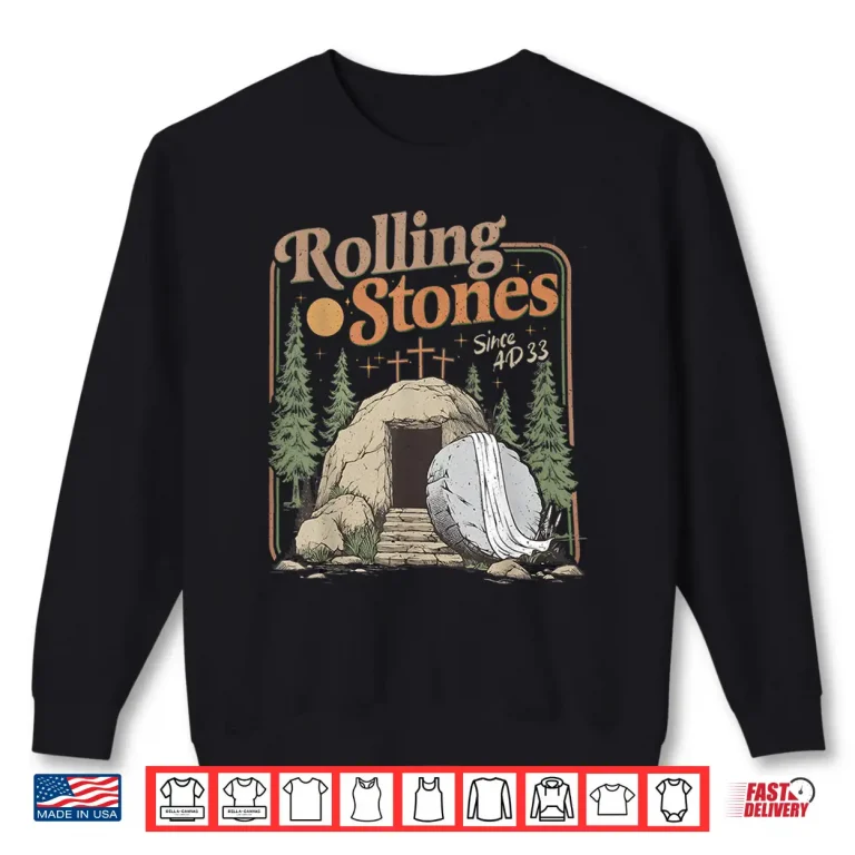 Sweatshirt Retro Christian The Stone Was Rolled Away He Is Alive Easter Shirt