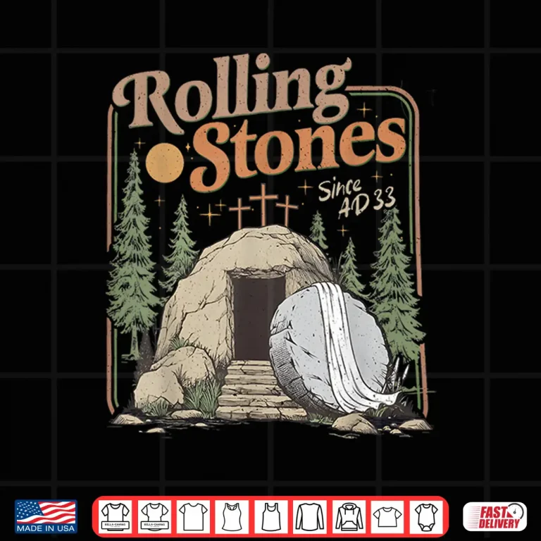 Design Retro Christian The Stone Was Rolled Away He Is Alive Easter Shirt