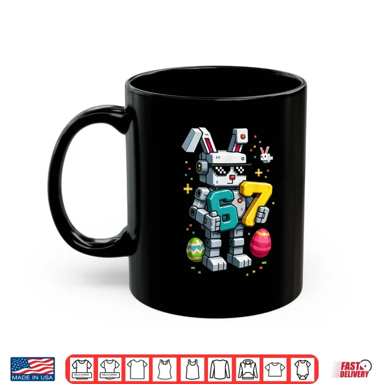 Mug Six Seven Meme Happy Easter Day Bunny Egg Kids Mens Gamer Shirt