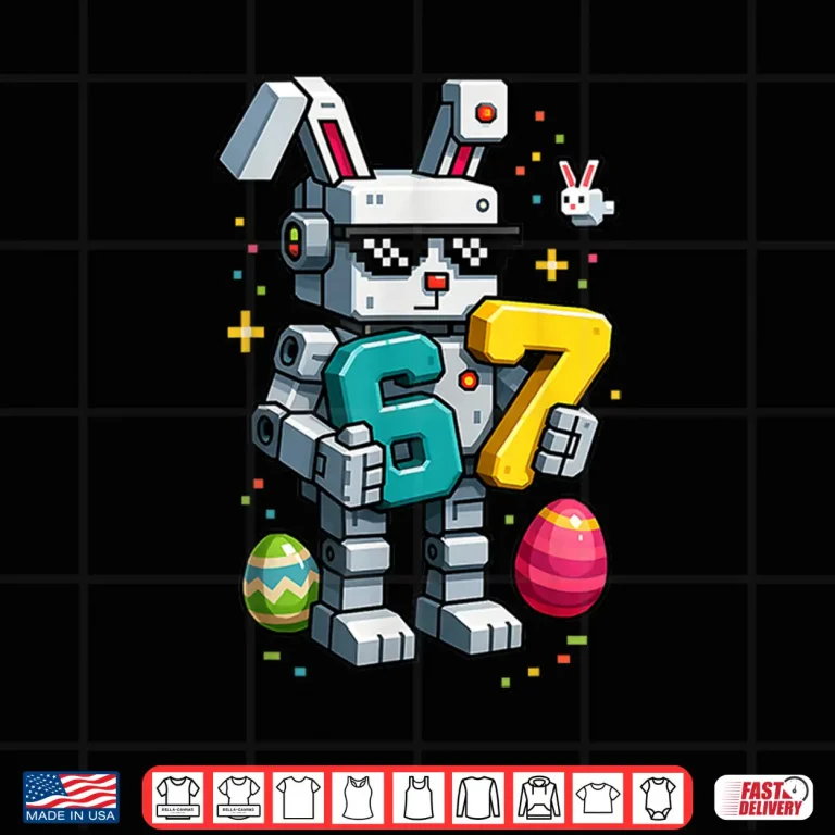 Design Six Seven Meme Happy Easter Day Bunny Egg Kids Mens Gamer Shirt