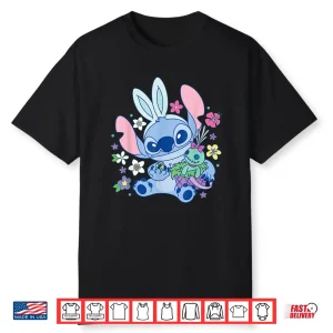 Stitch And Scrump Disney Lilo And Stitch Cute Easter Bunny Shirt