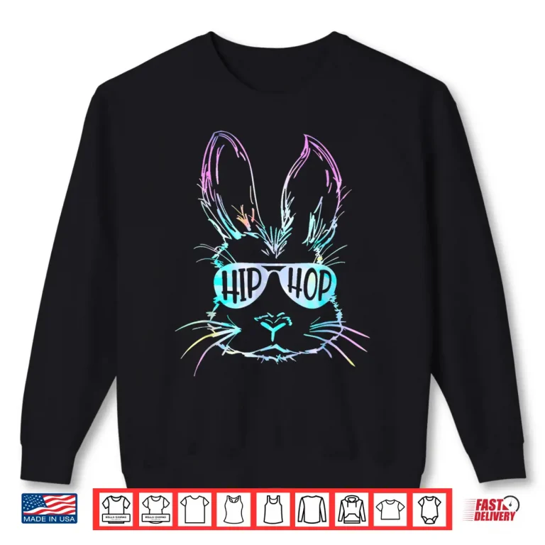 Sweatshirt Sunglasses Design Hip Hop Happy Easter Bunny Face Modern Shirt