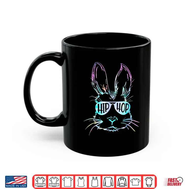 Mug Sunglasses Design Hip Hop Happy Easter Bunny Face Modern Shirt