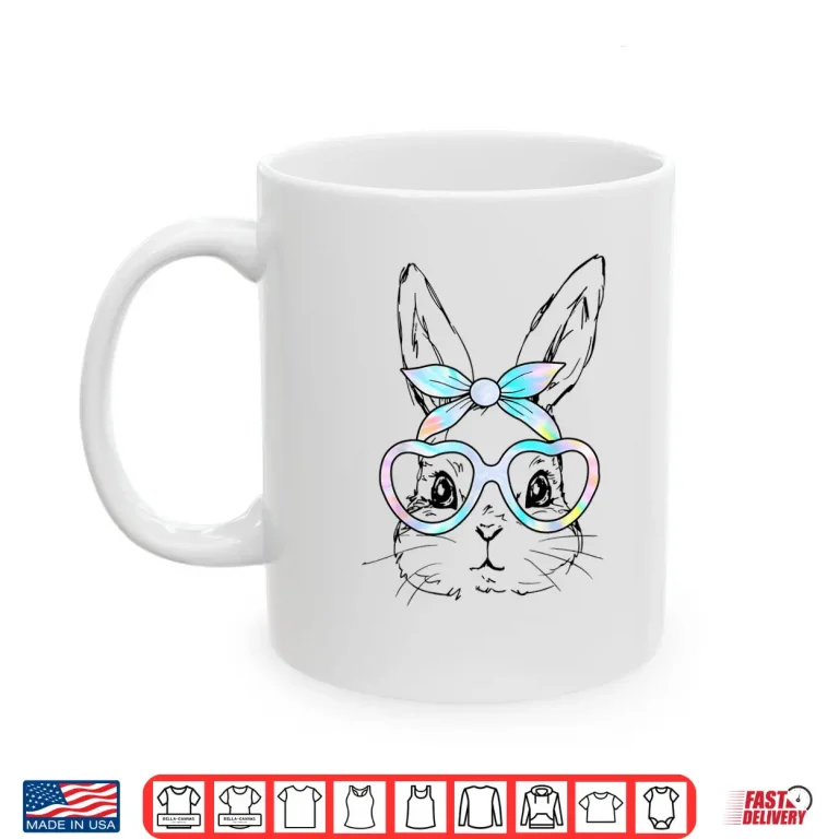 Mug Tie Dye Glasses Cute Bunny Rabbit Face Happy Easter Day Shirt