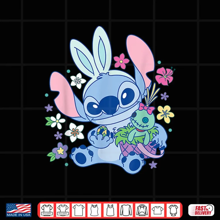 Design Stitch And Scrump Disney Lilo And Stitch Cute Easter Bunny Shirt