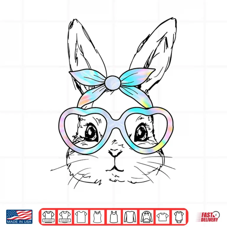Design Tie Dye Glasses Cute Bunny Rabbit Face Happy Easter Day Shirt
