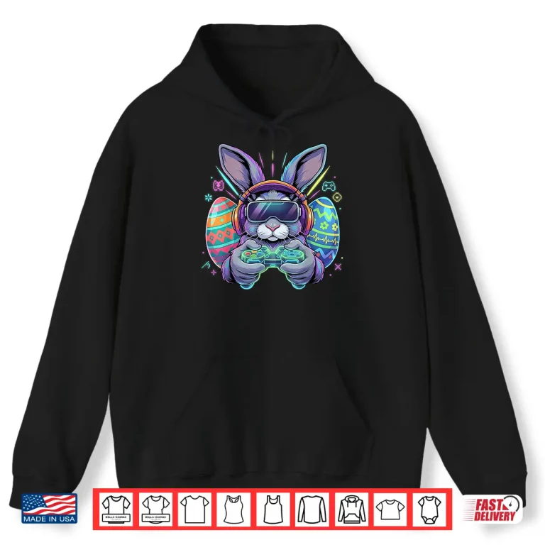 Hoodie Video Game Gamer Happy Easter Bunny Egg Professional Graphic Shirt