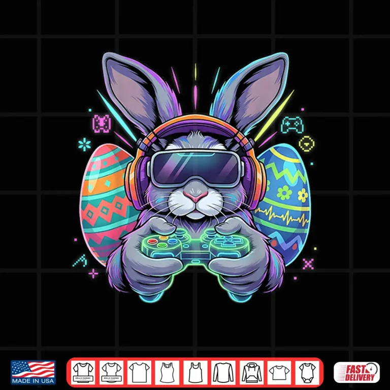 Design Video Game Gamer Happy Easter Bunny Egg Professional Graphic Shirt