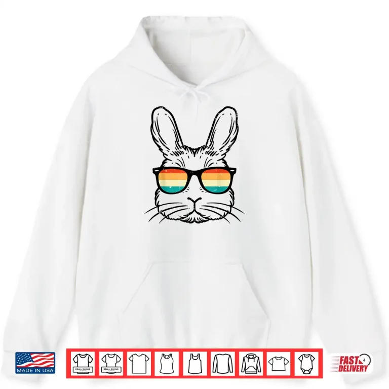 Hoodie Bunny Rabbit Face Sunglasses Retro Dad Men Boys Kids Youth Shirt