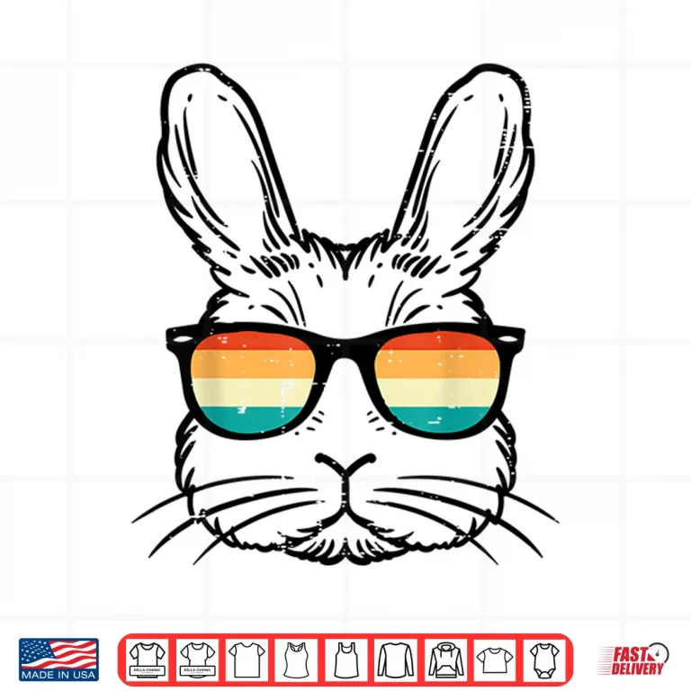 Design Bunny Rabbit Face Sunglasses Retro Dad Men Boys Kids Youth Shirt