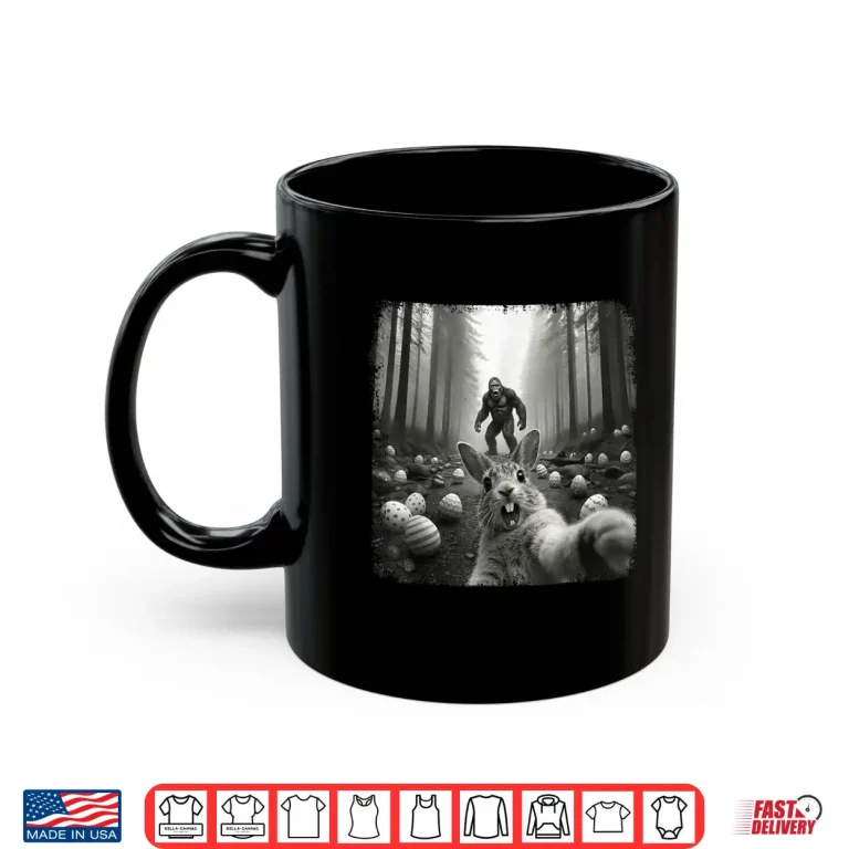 Mug Bunny Selfie with Bigfoot Funny Easter Shirts Men Women Kids Shirt 1
