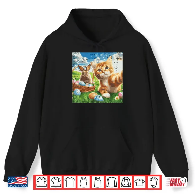 Hoodie Easter Bunny Cat Selfie Cute Rabbit Kitten Meme Women Girls Shirt