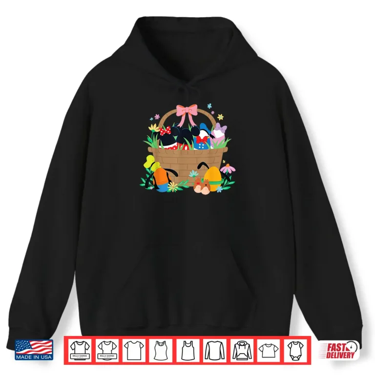 Hoodie Disney Mickey Mouse Friends Spring Easter Eggs Basket Shirt 1